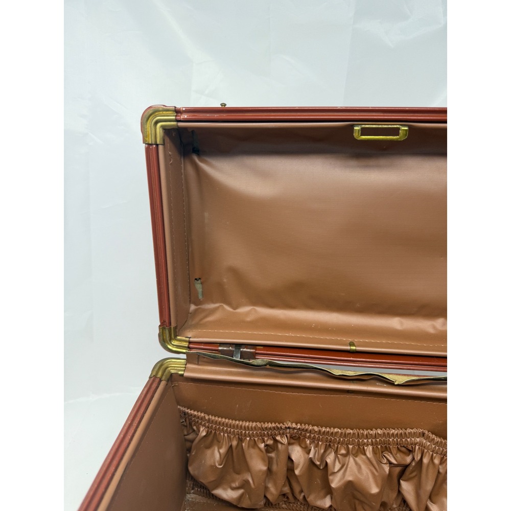 Vintage Samsonite Train Case Shwayder Bros Red Brown Hard Shell Vanity Luggage - Picture 9 of 14